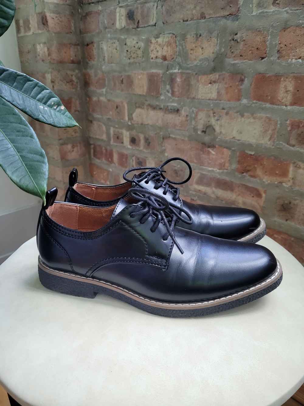 Deer Stags Zander Boys Lace-Up Black Derby Dress Shoes